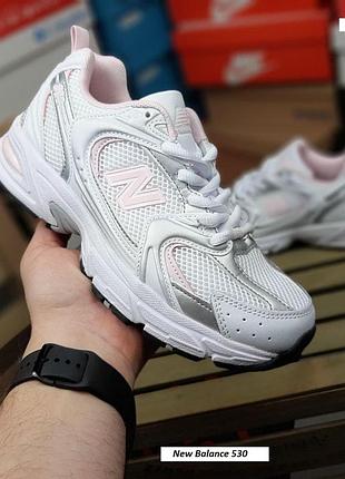 Жіночі текстильні білі з рожевим кросівками new balance 530 на весну літо осінь | кросівки нью беланс 530 сітка 38 (24 см)