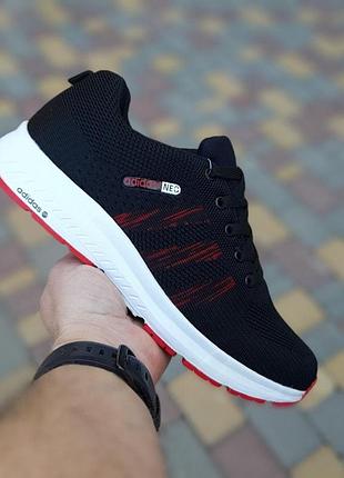 Чоловічі літні кросівки adidas neo чорні з червоним модні кросівки адідас нео чудової якості 43