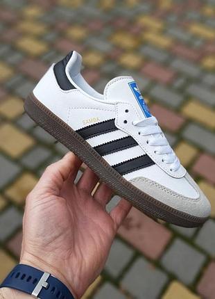 Жіночі літні кросівки adidas samba білі з чорним кеди адідас самба 39(24.5см)