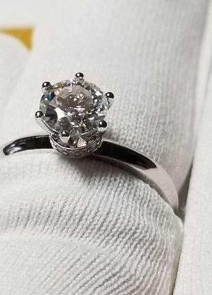 Серебряное кольцо с муассанитом размер  17.5  сертификат9 фото