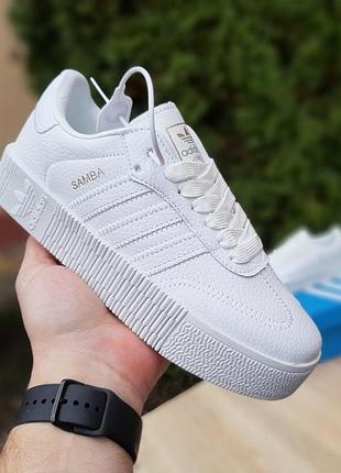 Жіночі кросівки adidas samba білі на платформі adidas samba white women 38 (24 см)