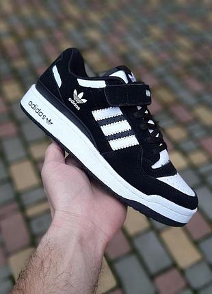 Жіночі літні замшеві кросівки adidas forum 84 low чорні з білим кросівки адідас форум 84 лов для дівчат 37(23.5см)