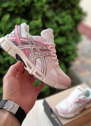 Жіночі літні кросівки asics gel kahana 8 білі з рожевим жіночі легкі асікс кахана 8 топ якість 38(23.5см)