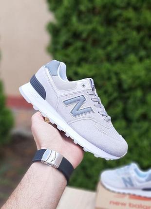 Жіночі літні замшеві кросівки new balance 574 світло сірі кросівки нюбеланс 574 41(26см)