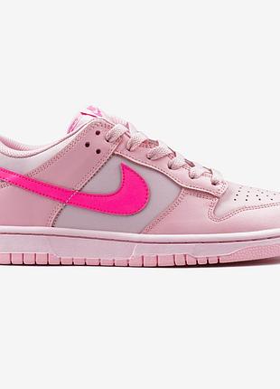 Женские розовые кроссовки nike dunk low gs triple pink х данк 38