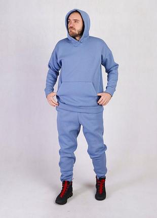 Костюм спортивный трехнитка мужской на флис голубий 48-56р.