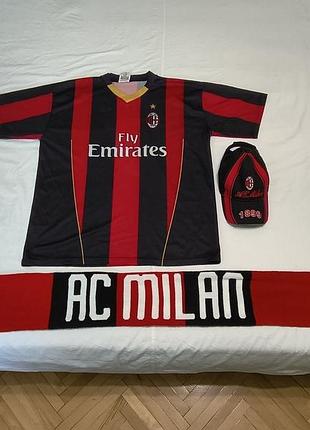 Vintage ac milan prodotto ufficiale - клубные фанатские - футболка -xl, бейсболка, кепка - р. -56 -59, шарф,