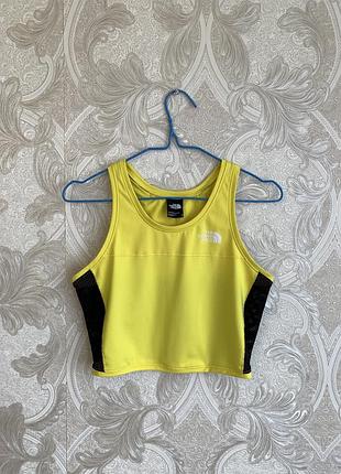 Жовта спортивна футболка майка поло теніска мерч джерсі топік кроп топ the north face cropped tank top running оригінал розмір m