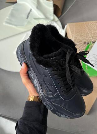Синие кроссовки унисекс premiata mick 7108m leather blue winter fur х премиата 36
