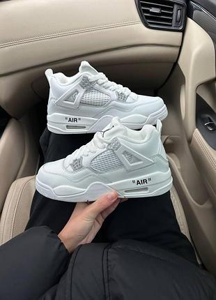 Білі кросівки унісекс nike air jordan 4 retro white grey winter fur х джордан 36