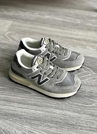 Серые женские кроссовки new balance 574 stone island grey black х нью беланс 37