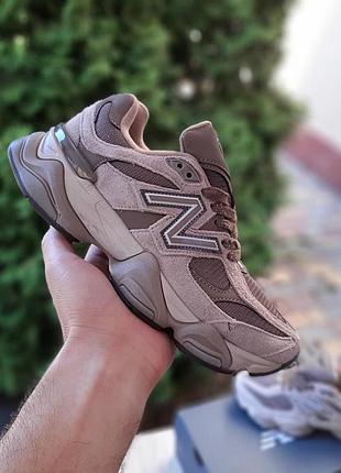 Жіночі замшеві кросівки new balance 9060 бежеві з шоколадом кросівки нюбеланс 9060 для дівчини 39(24.5см)