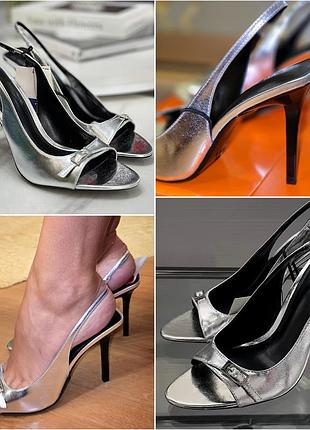 Босоножки металлизированные zara зара.
