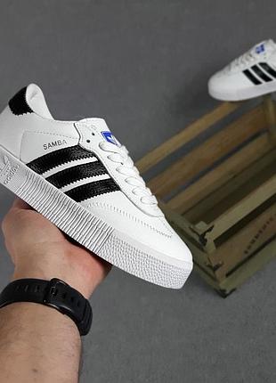 Жіночі літні кросівки adidas samba білі з чорним кеди адідас самба 41