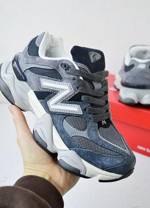 Кросівки жіночі new balance 9060 сірі з білою замшею сітка нью беленс 9060 на весну, літо, осінь 2026 41 (26 см)