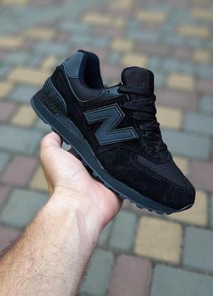 Жіночі літні замшеві кросівки new balance 574 classic чорні кросівки нюбеланс 574 класік 37(23.5см)