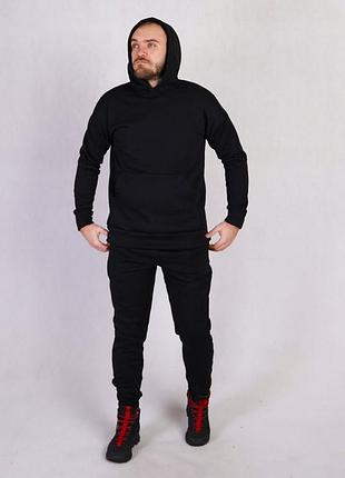 Мужской спортивный костюм трехнитка на флис черный 48-56р.