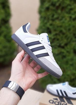 Жіночі літні шкіряні кросівки adidas samba samba білі з чорним кеди адідас самба 40(25.5см)
