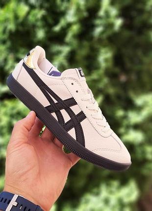 Жіночі шкіряні кеди asics onitsuka tiger світло сірі з чорним жіночі літні асікс оніцука тігер топ якість 40(25.5см)
