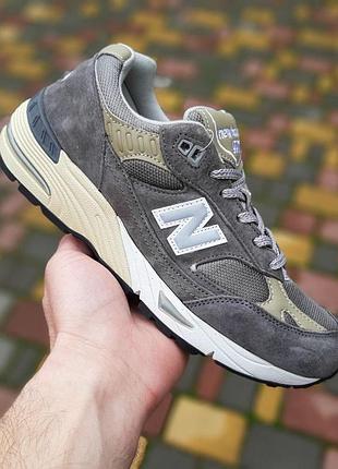 Чоловічі літні кросівки new balance m991gl темно сірі замшеві нюбеленс m991gl чудової якості 43(26.5см)