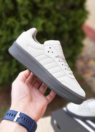 Жіночі літні шкіряні кросівки adidas samba xlg сірі кеди адідас самба 40(25.5см)