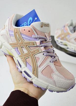 Кроссовки женские asics gel kahana 8 бежевые с пудровым текстиль ассикс гель кахана 8 на весну, лето, осень 38(24см)