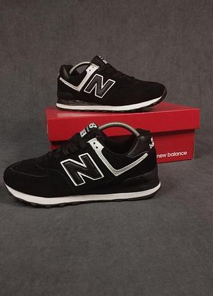 Жіночі літні кросівки new balance 574 чорні з білим замшеві кросівки нюбеланс 574 для дівчини