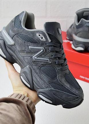 Кроссовки мужские new balance 9060 серые замшевые сетка нью беланс 9060 на весну, лето, осень 43(27.5см)