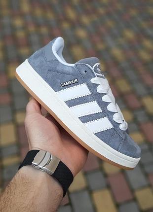 Жіночі кросівки adidas campus сірі з білим модні кросівки адідас кампус чудової якості 38(24см)
