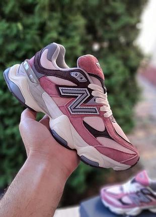 Жіночі замшеві кросівки new balance 9060 бежеві з рожевим кросівки нюбеланс 9060 для дівчини 38(24см)