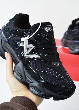Кроссовки женские new balance 9060 черные замша сетка нью беленс 9060 на весну, лето, осень 2026 39(24.5см)