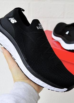 Кроссовки мужские new balance мокасины черные с белым демисезонные текстиль нью беленс слипоны на весну, лето, осень 44(28.5см)