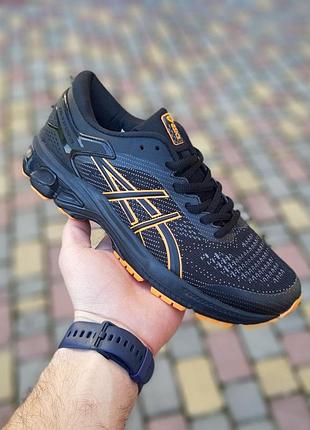Чоловічі кросівки asics flyte gel kayano 26 чорні з оранжевим модні кросівки асікс 42