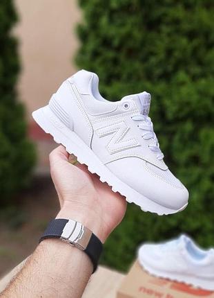 Жіночі літні шкіряні кросівки new balance 574 білі кросівки нюбеланс 574 37(23.5см)