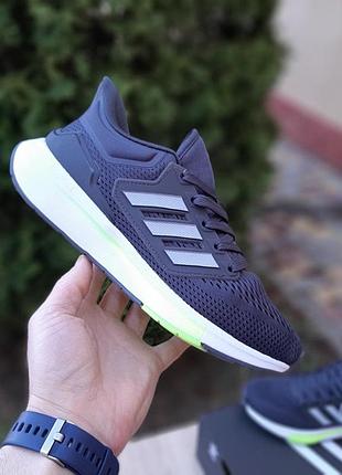 Чоловічі літні бігові кросівки adidas eq21 run сірі з салатовим модні кросівки адідас