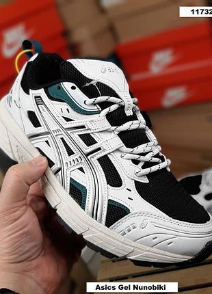Кроссовки мужские asics gel nunobiki белые с черным текстиль асикс гель нунобики на весну/лето/осень 42(26см)