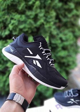 Чоловічі літні кросівки reebok zig kinetica чорні з білим весняні кросівки рібок зіг кінетіка для хлопця 44(28см)
