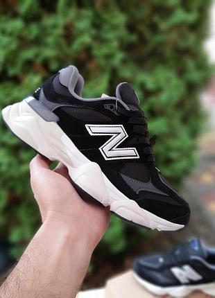 Мужские зимние термо кроссовки new balance 9060 черные с серым модные теплые кроссовки нюбеланс 9060 для парня