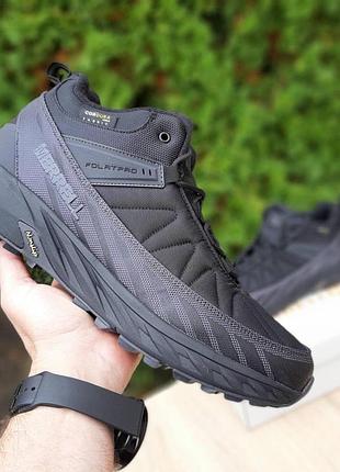 Теплые зимние мужские высокие кроссовки merrell float pro большани высокие черные серая вставка термо кроссовки мерол 49(32см)