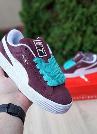 Жіночі замшеві кросівки puma suede xl burgundy пуху сайд xl бордові 39(24.5см)