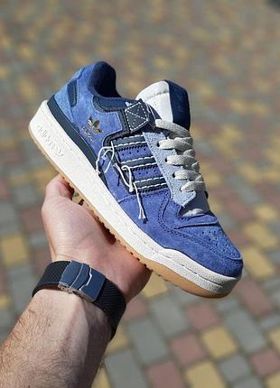 Жіночі літні замшеві кросівки adidas forum 84 low off white сині літні кросівки адідас форум для дівчат 38(24см)