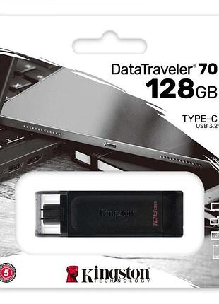 Usb-накопитель kingston dt 70 type-c 128gb usb flash drive 3.2 128 гб black