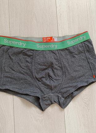 Серые трусы мужские базовые боксерки коттоновые superdry l 12 40 48