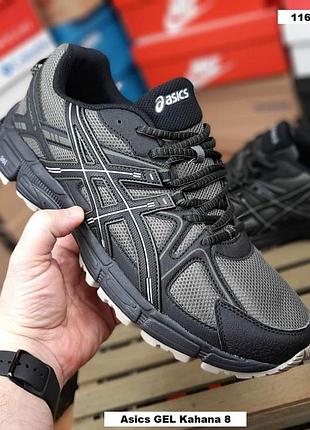 Кроссовки asics gel kahana 8 мужские кроссовки большого размера черные с хаки на весну, лето, осень ассикс гель кахана 8 большой 48(30.5см)