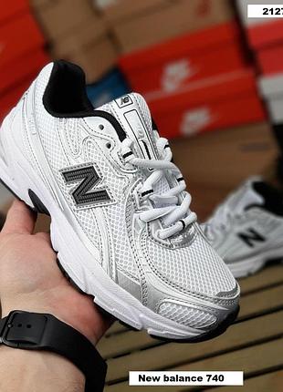 Кроссовки женские new balance 740 белые с черным демисезонные текстильные нью беланс 740 на весну, лето, осень 39(24.5см)