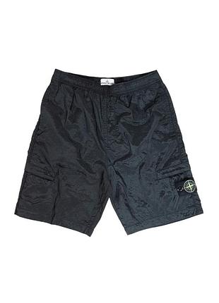 Stone island logo patch nylon shorts in black