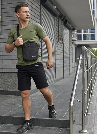 Спортивный костюм мужской летний reebok футболка + шорты + барсетка
