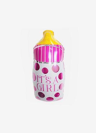 Фольгована кулька рожева пляшечка, міні 20*24мм, для baby shower