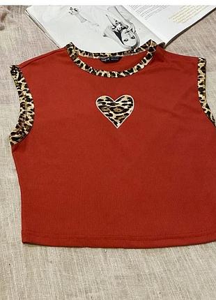 Shein крутой красный топ с леопардовыми вставками как новый