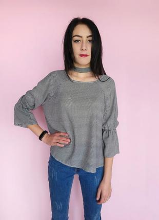 Блуза свободная в клеточку boohoo серая 40, xs
